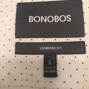 Men’s Bonobos 100% Cotton White Shirt with Dots - Size Large